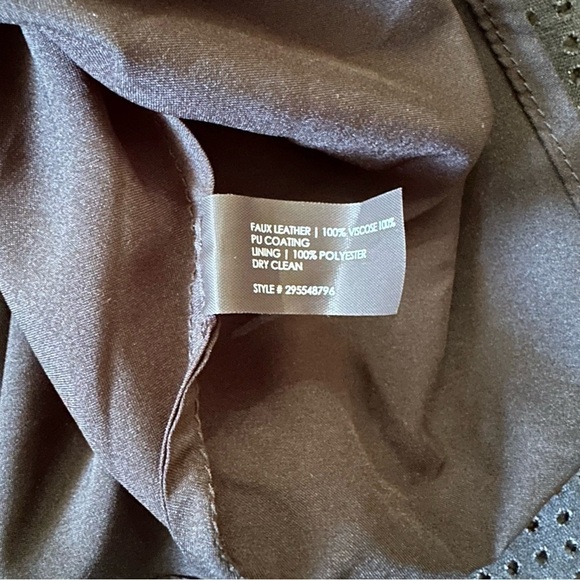 NWT Club Monaco Huette Faux Leather Perforated Midi Skirt Jupe Soot Black - Picture 5 of 10